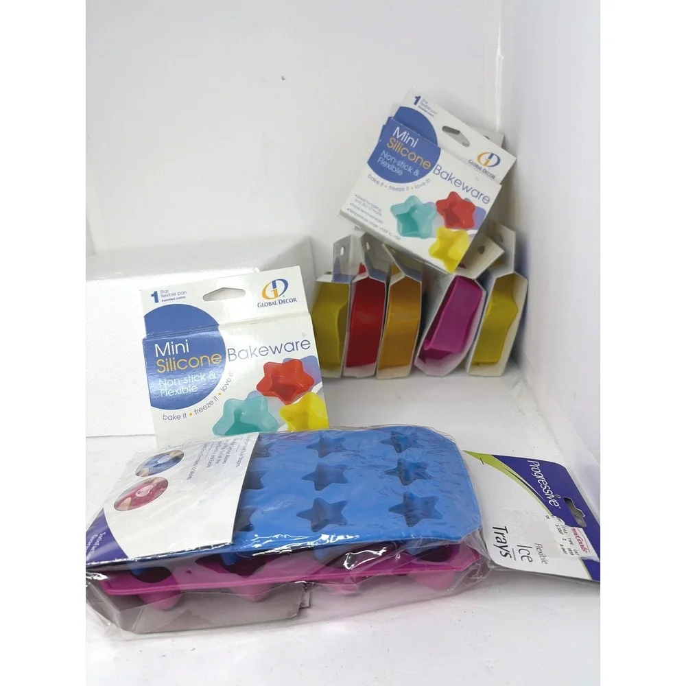 Silicone Mold Lot Global Decor Mini Bakeware & Progressive Heart Star Ice Trays